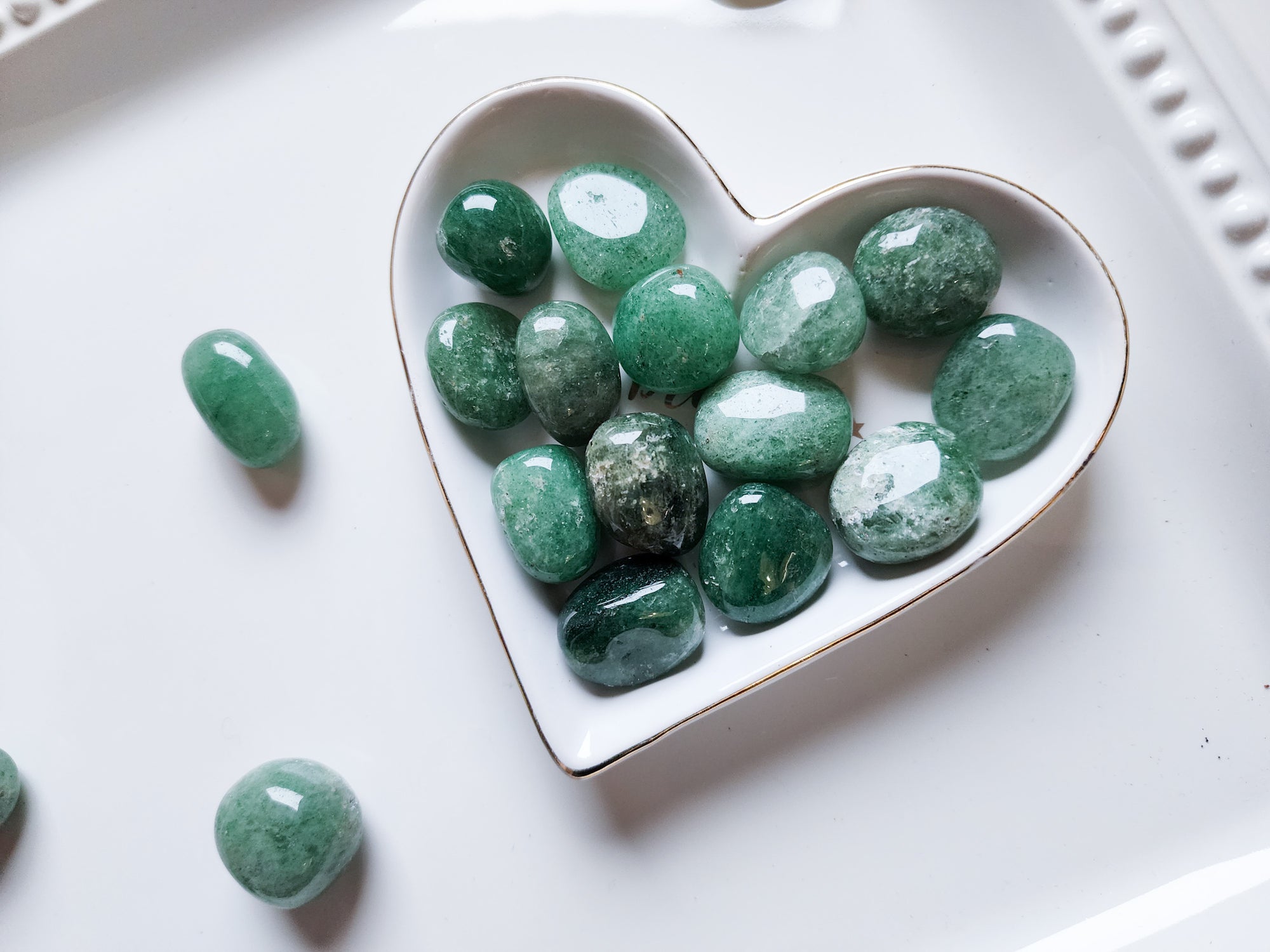 Green Strawberry Quartz Round Tumble