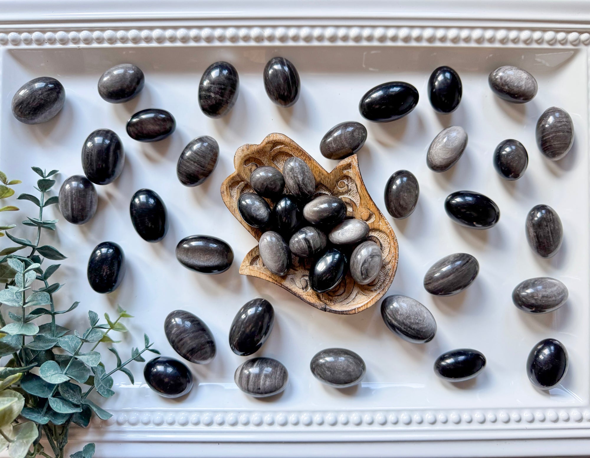 Silver Sheen Obsidian Round Tumbled Stone