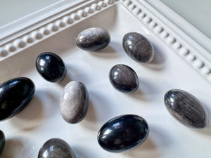 Silver Sheen Obsidian Round Tumbled Stone