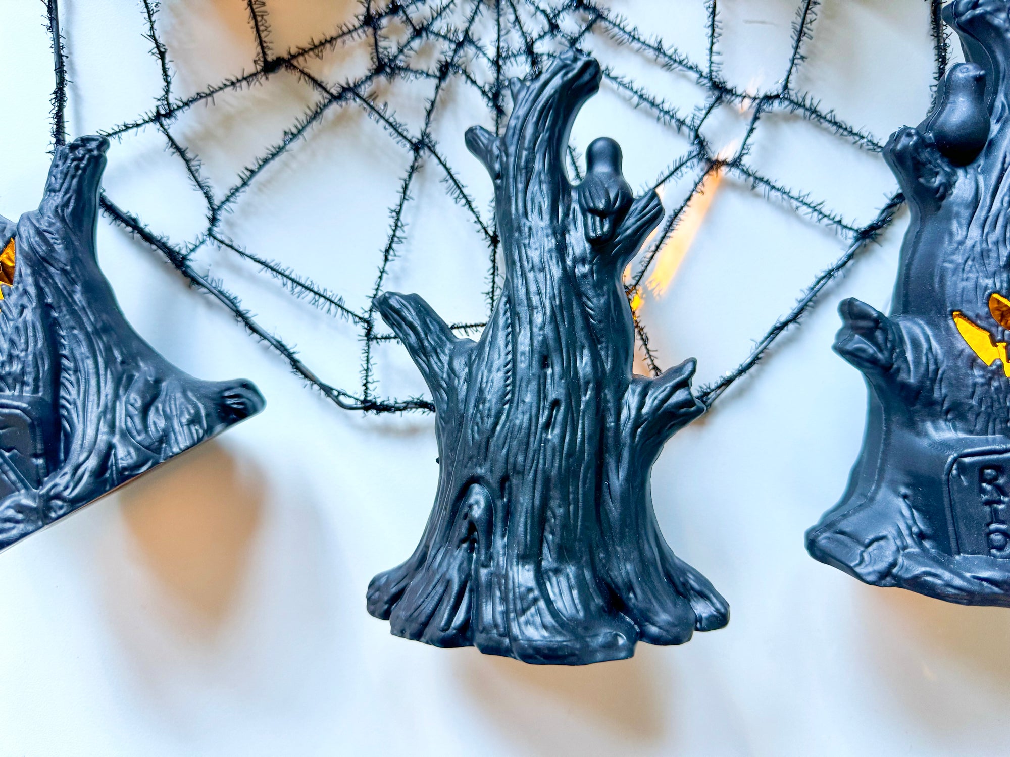 Spooky Halloween Tree Light with Wire Wrapped Crystal