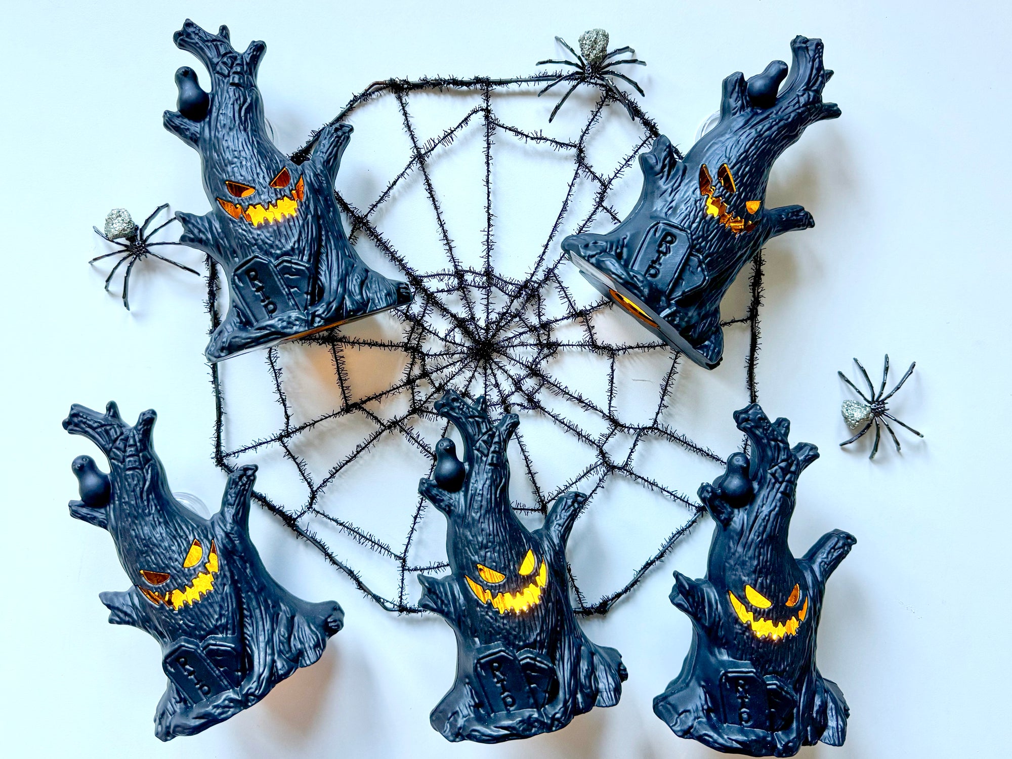 Spooky Halloween Tree Light with Wire Wrapped Crystal