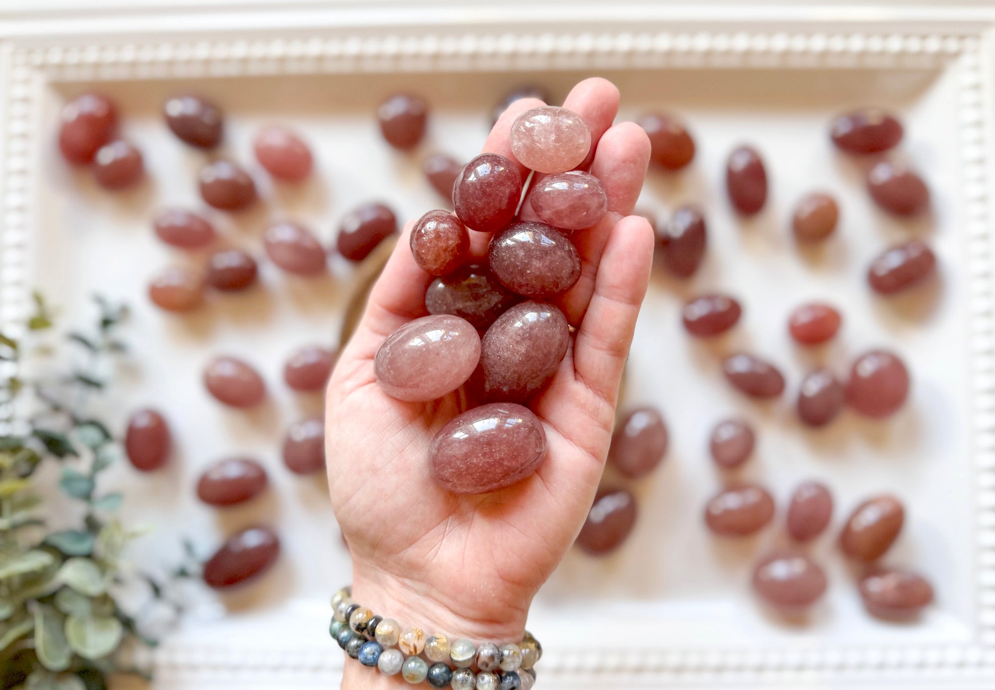 Strawberry Quartz Round Tumbled Stone