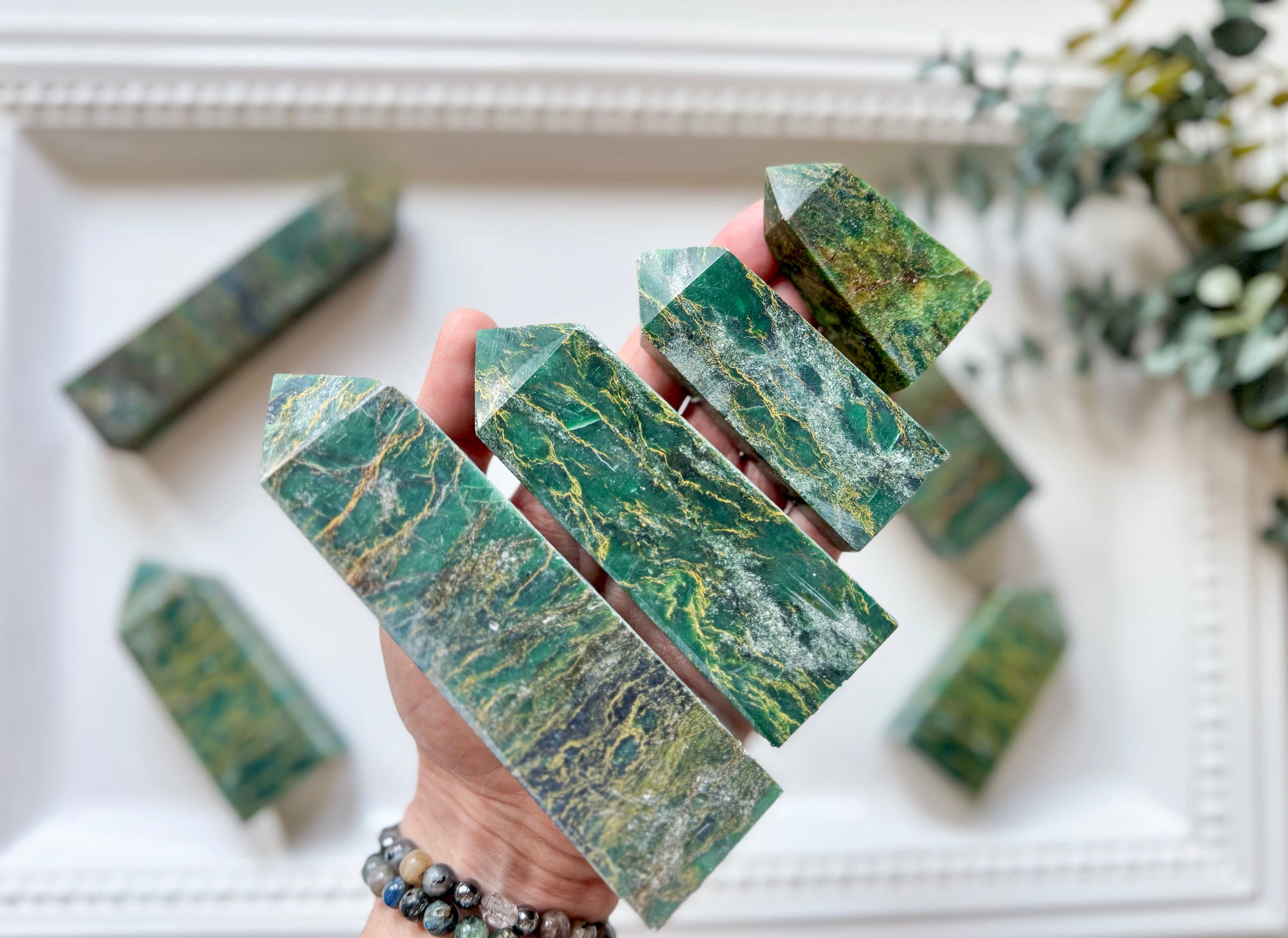 Emerald Verdite Jasper Towers