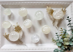 White Optical Calcite Sphere