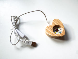 Wooden Crystal & Sphere Holder Light Stand || Heart