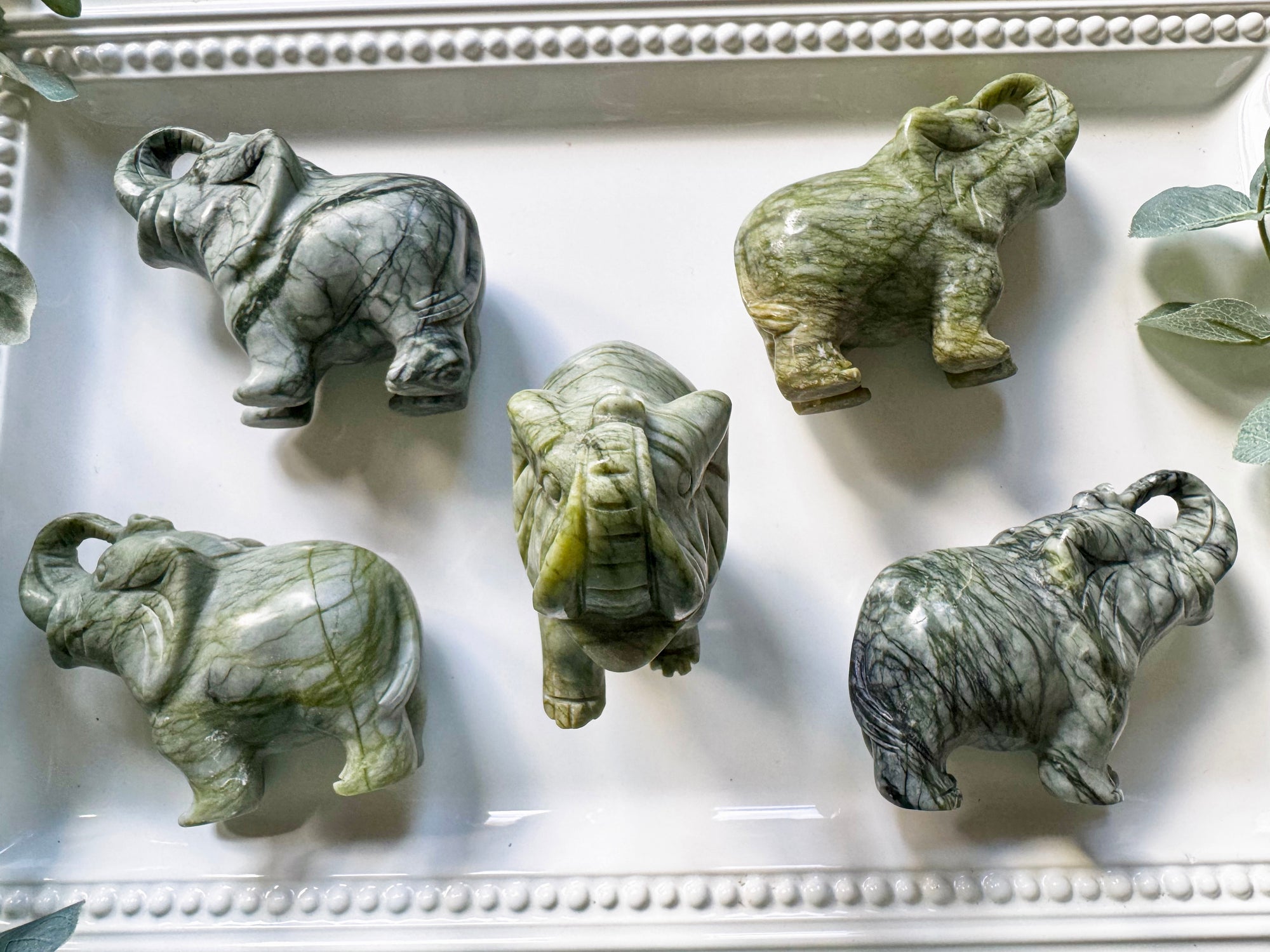 Xiuyan Jade Elephant Carving