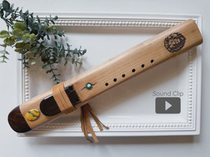 19.5" Hand Carved Maple Double Flute || A Note 440 Hz