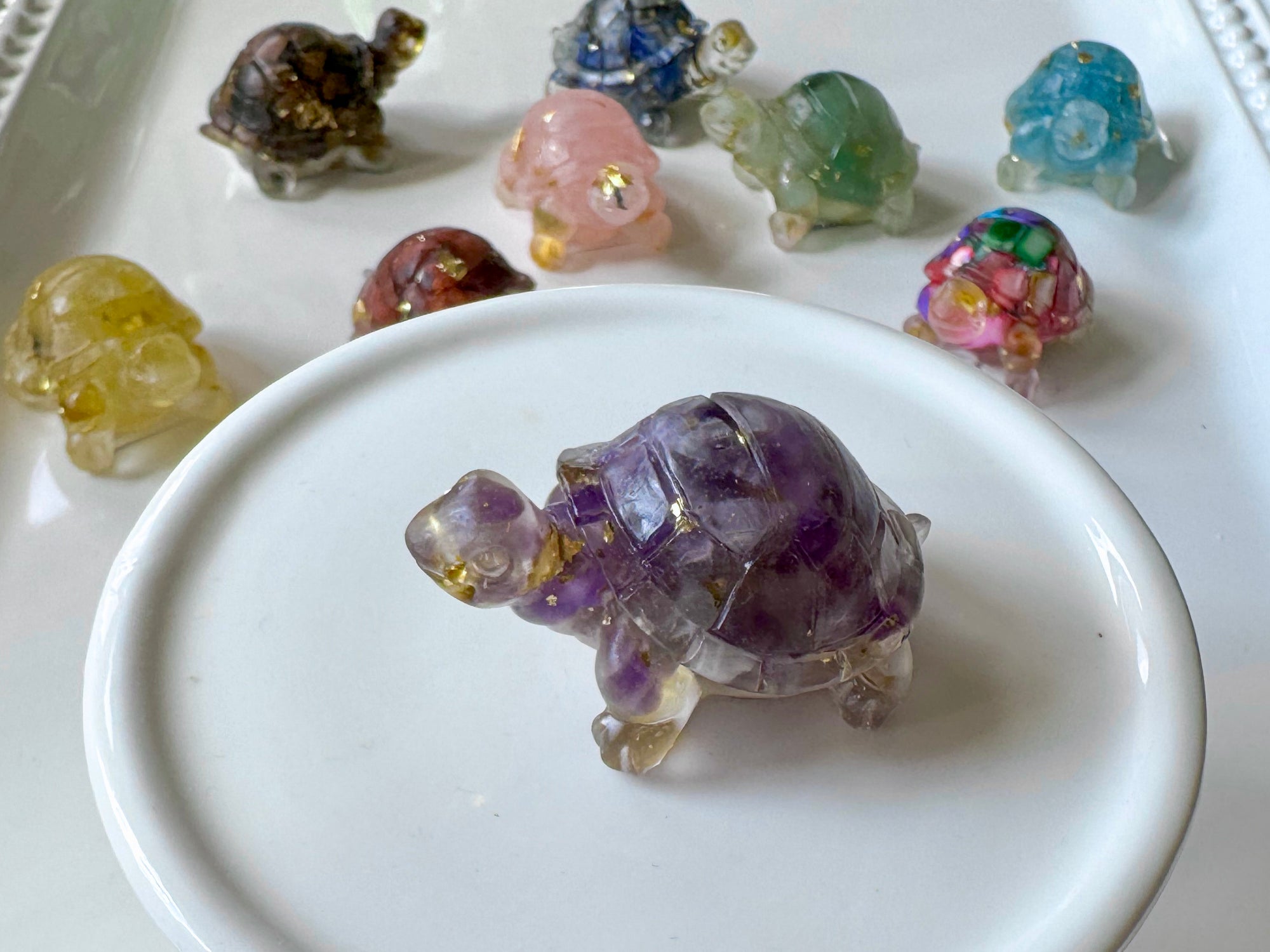 Crystal Chip Orgone Resin Turtle