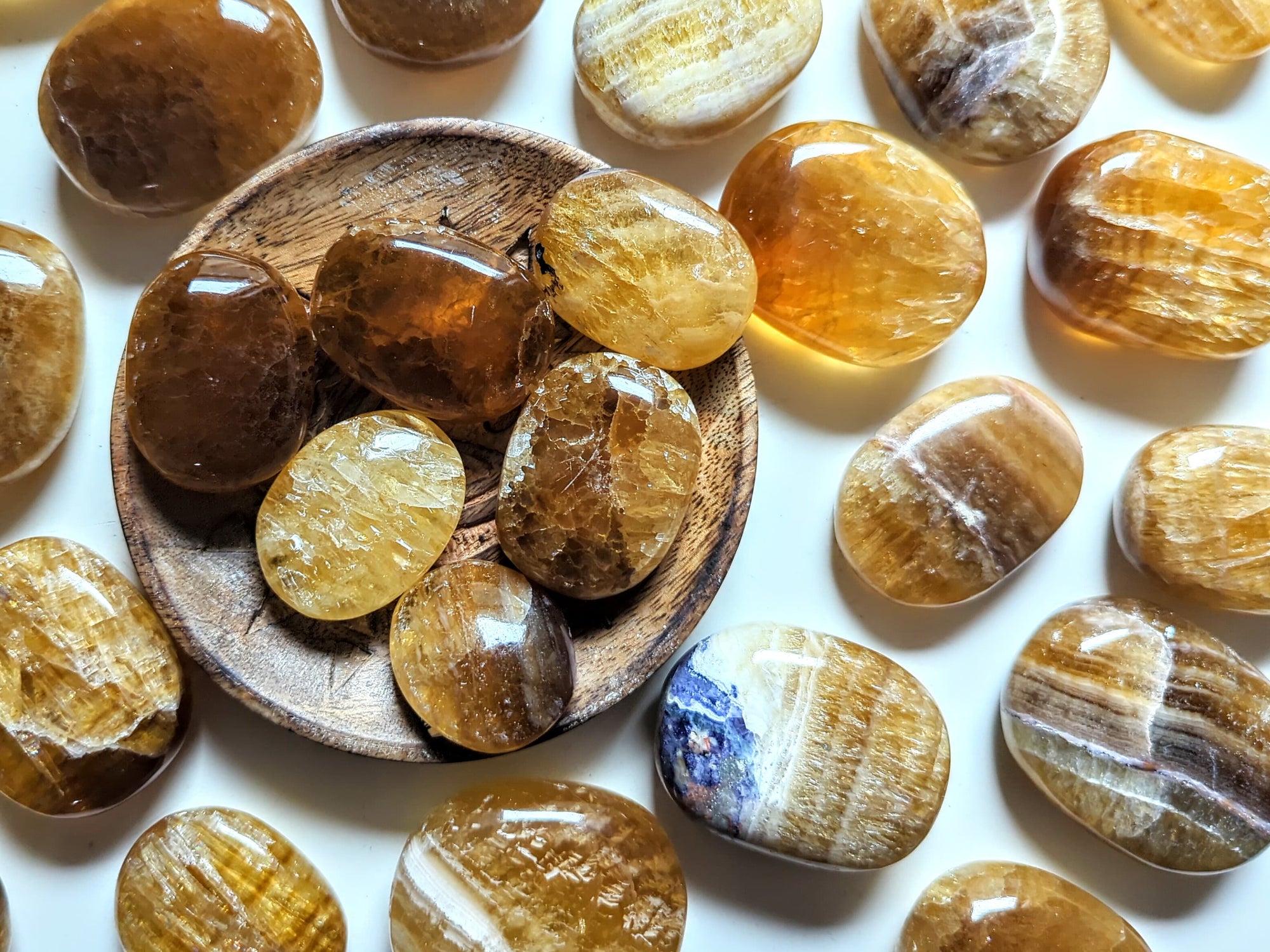 Yellow Fluorite Palm Stone