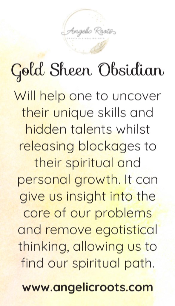 Gold Sheen Obsidian Crystal Card