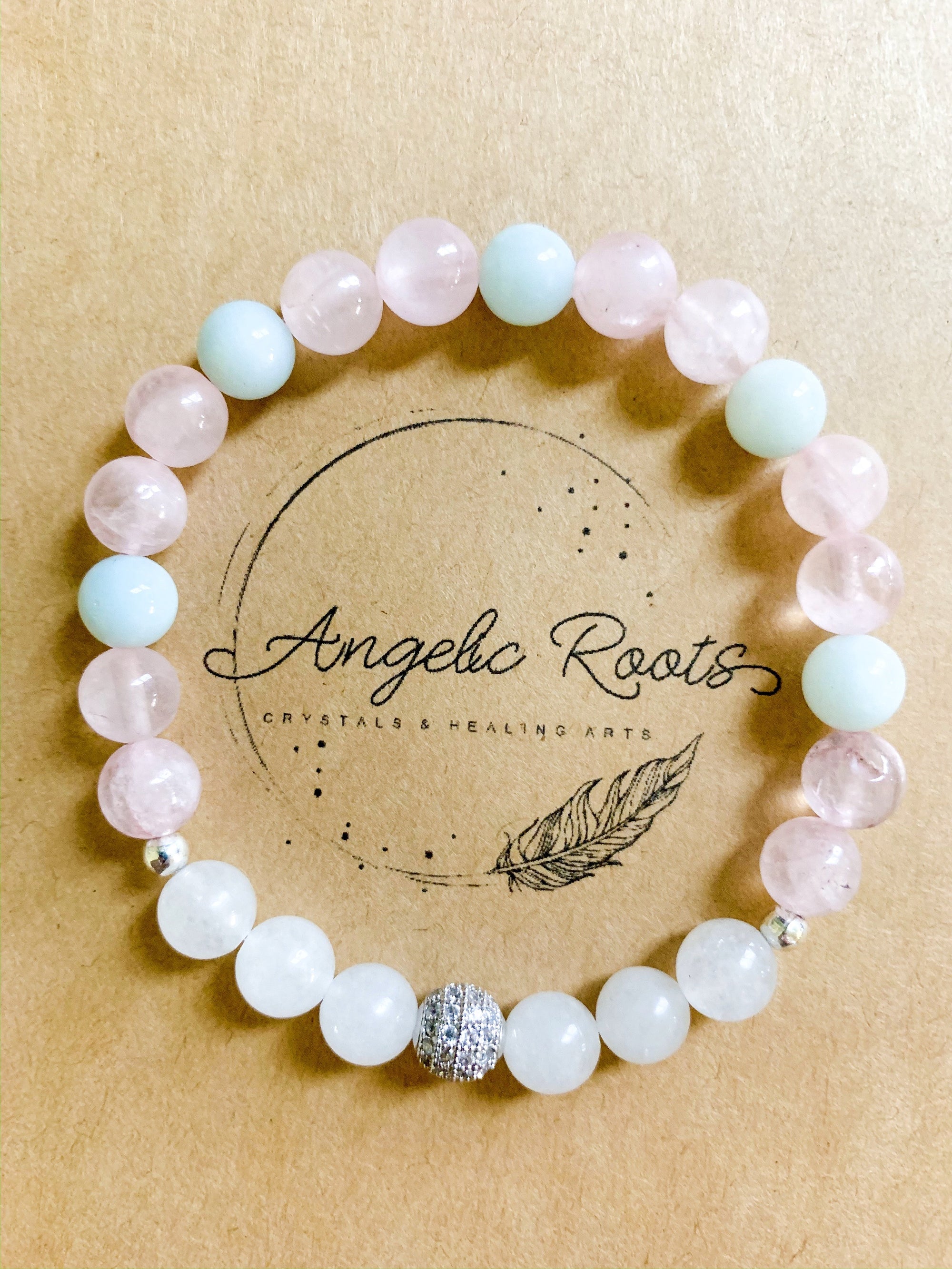 Rose Quartz, Aventurine, Quartzite & Pave Crystal Bracelet || Reiki Infused