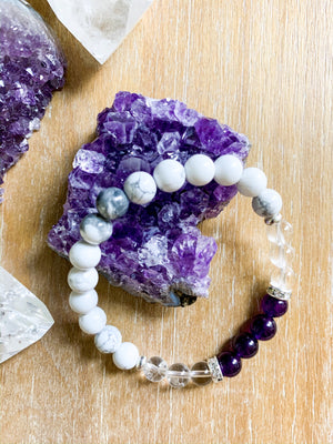 Amethyst with White Quartzite Bracelet for Spiritual Growth