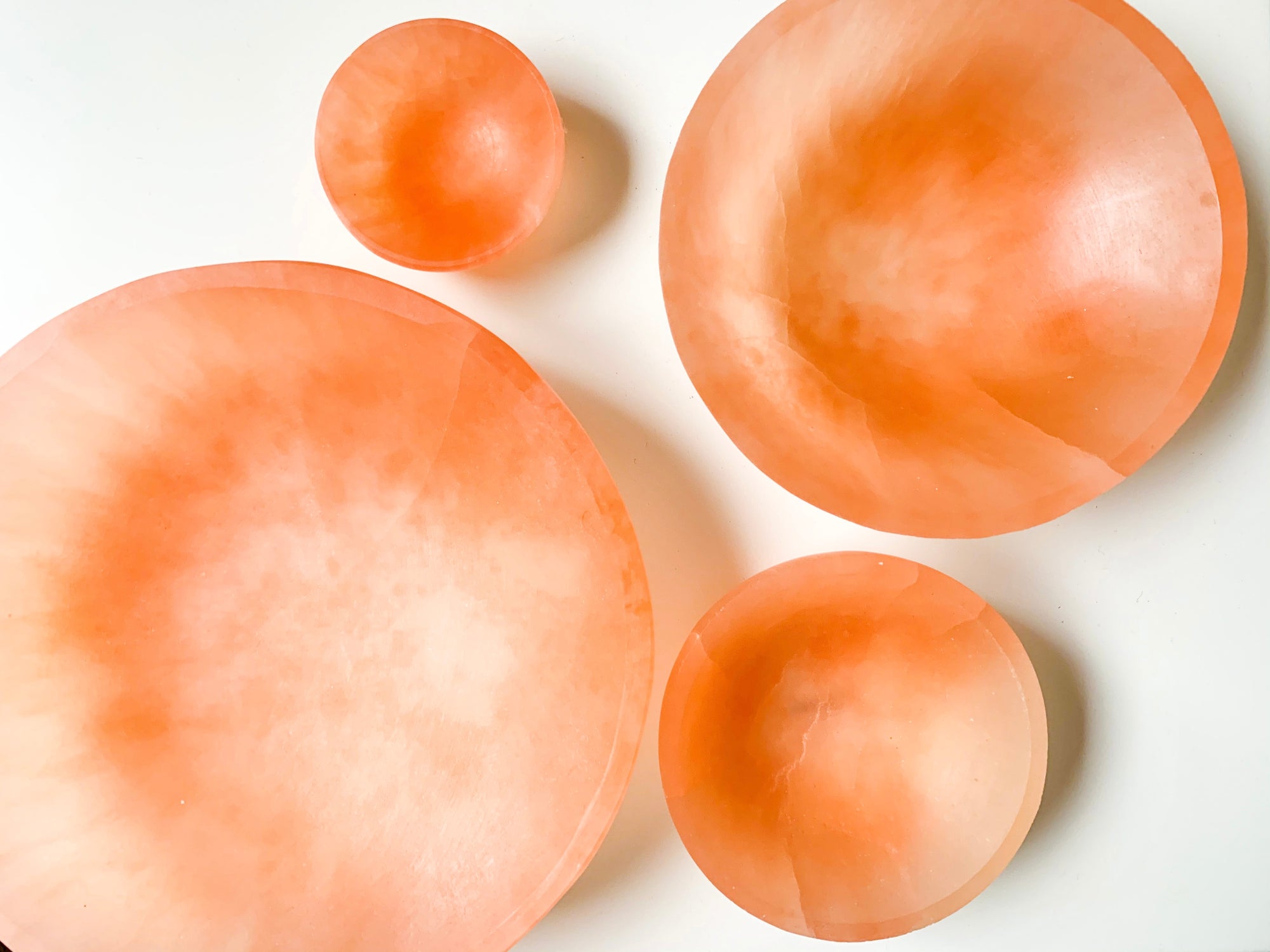 Peach Selenite Round Bowl