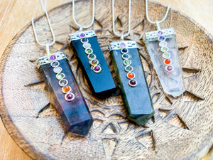 Chakra crystal point necklace  The magic of the chakras unleashed