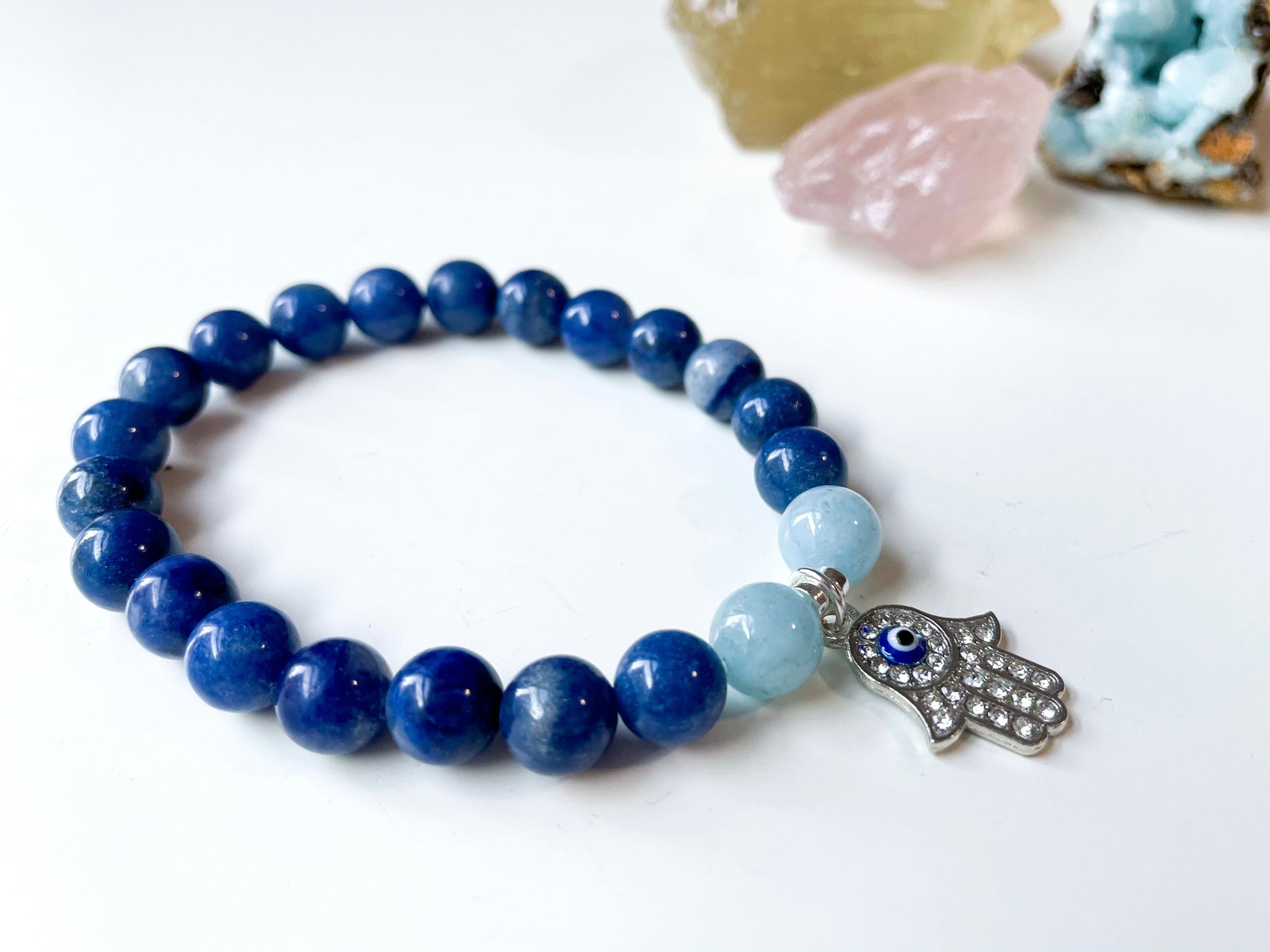 Blue Aventurine Bracelet With Swarovski Crystal... - Folksy