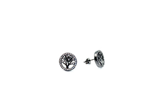 Tree of Life Post Earrings Black