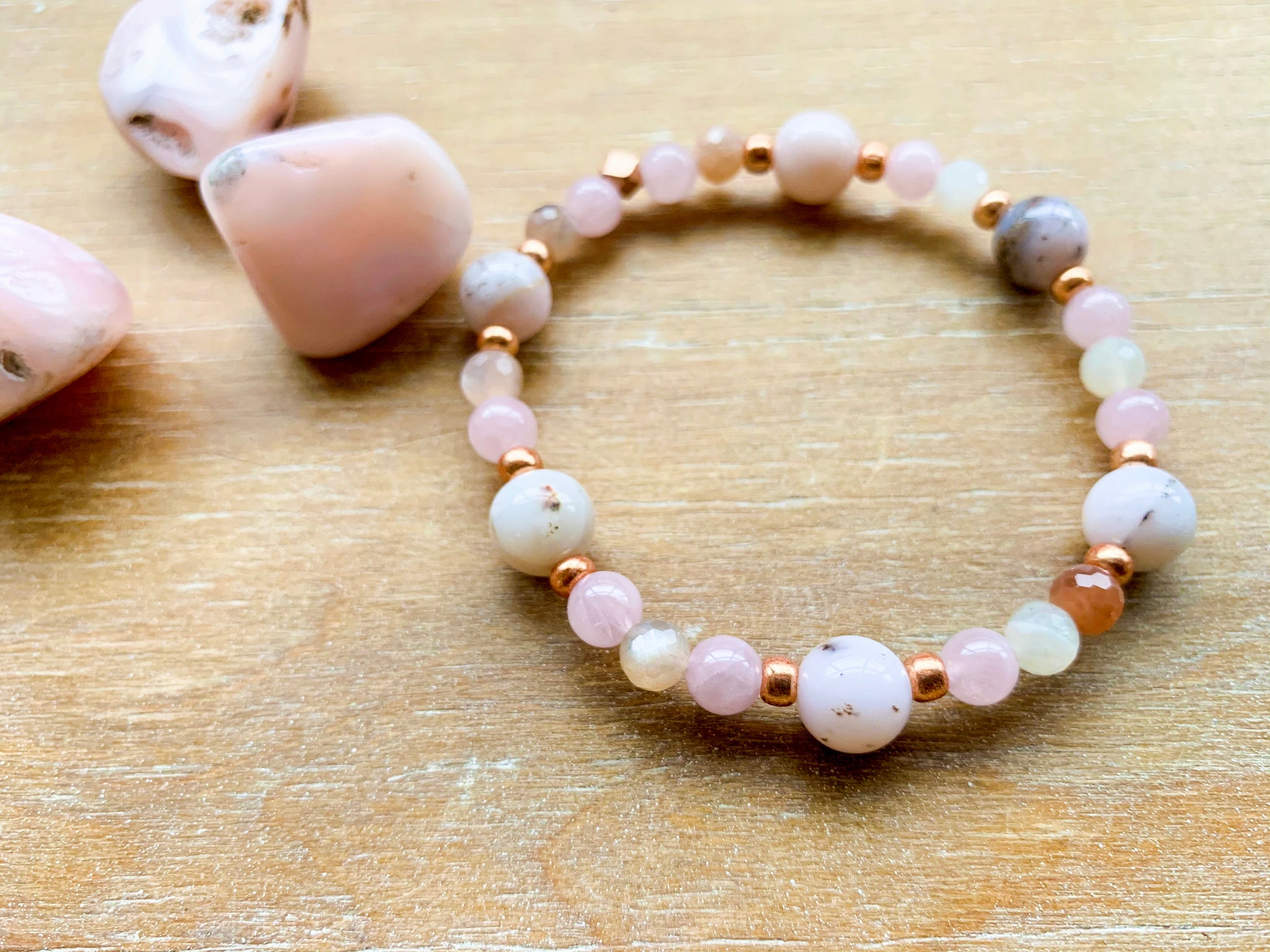 Pink Opal Bracelet for Love and Passion 6 mm Beads Bracelet Round Shap