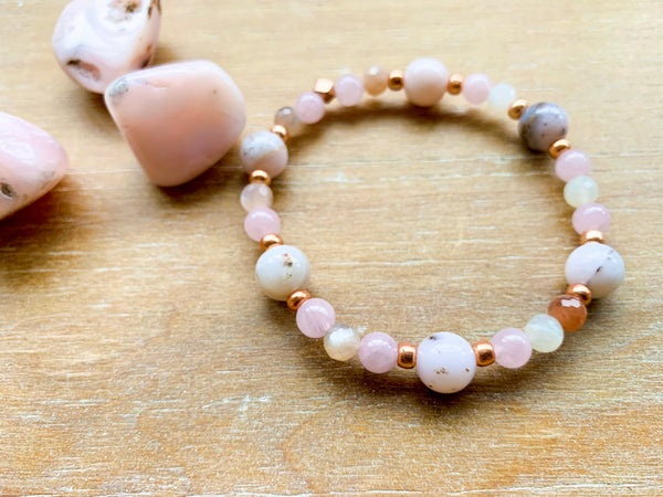 Pink Opal Bracelet, Natural Australian Pink Opal Bracelets, Pink Opal  Jewelry, Beaded Crystal Bracelet, luxury gift for girlfriend – Crystal  boutique