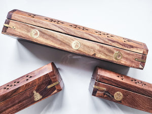 Wood Box Carved Incense Burner