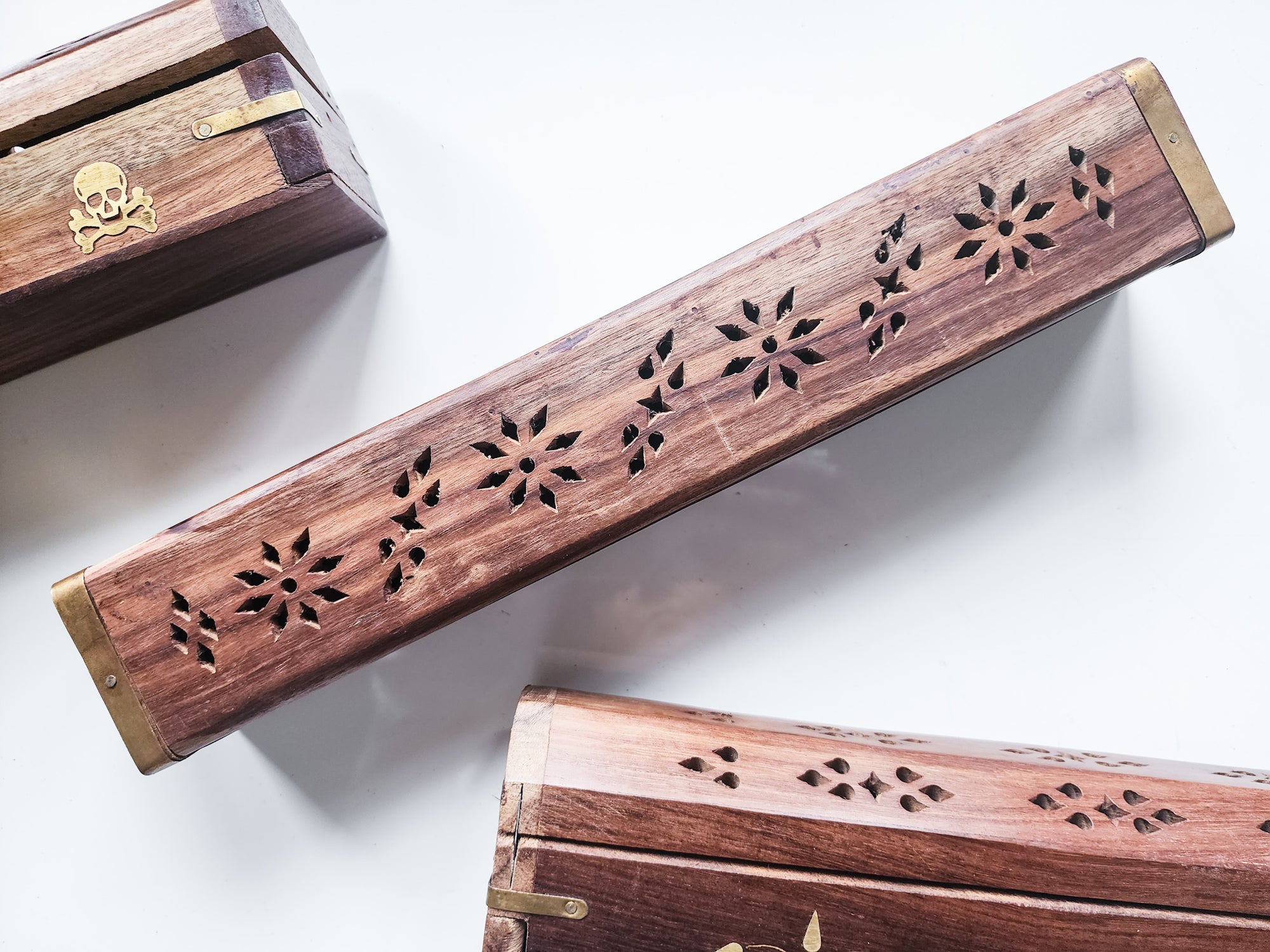 Wood Box Carved Incense Burner
